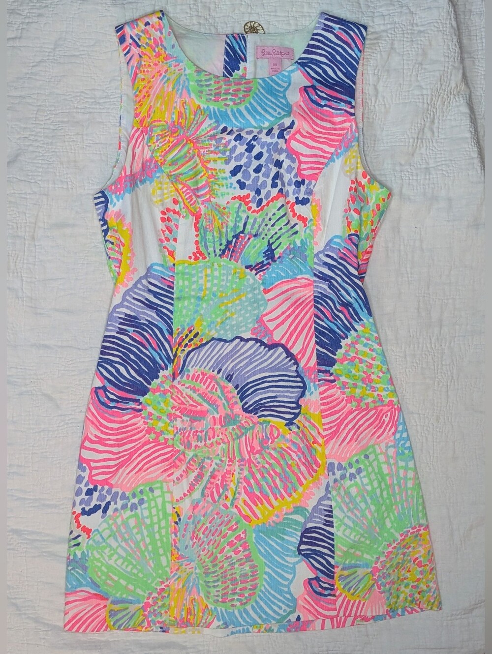 Lilly Pulitzer Roar Of The Seas Mila Fitted Sheath Dress Shell Print Sz 00